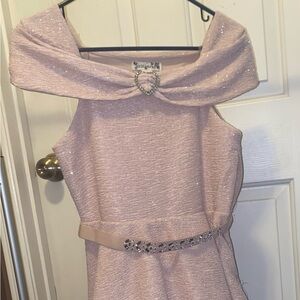 XLC-AS light pink with silver sparkles Sunday/event dress with white over coat